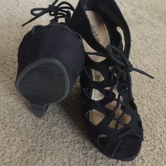 Charlotte Russe Black Wedge Platform High Heels - - Picture 5 of 6
